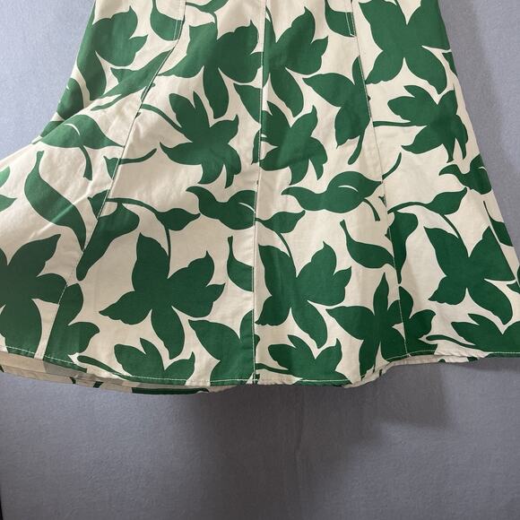 Banana Republic Womens Linen Green Leaf A-Line Knee Length Flared‎ Skirt Size 4 - Picture 10 of 12